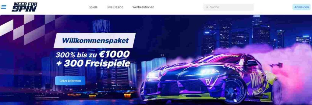 Need for Spin Casino Desktop